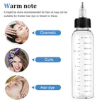 Two pack of clear plastic salon dispenser bottles standing upright with leakproof black caps securely attached