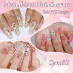 Cynailli mixed metal nail art studs packaging layout showing diverse shapes