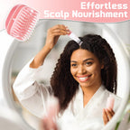Side angle of the hair oil applicator bottle highlighting the graduated measurement scale for precise dosing.