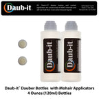 Close up of mohair dauber applicator tip on Racquet Art bottle
