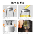 Colayerist root comb applicator bottle being held for travel sizing