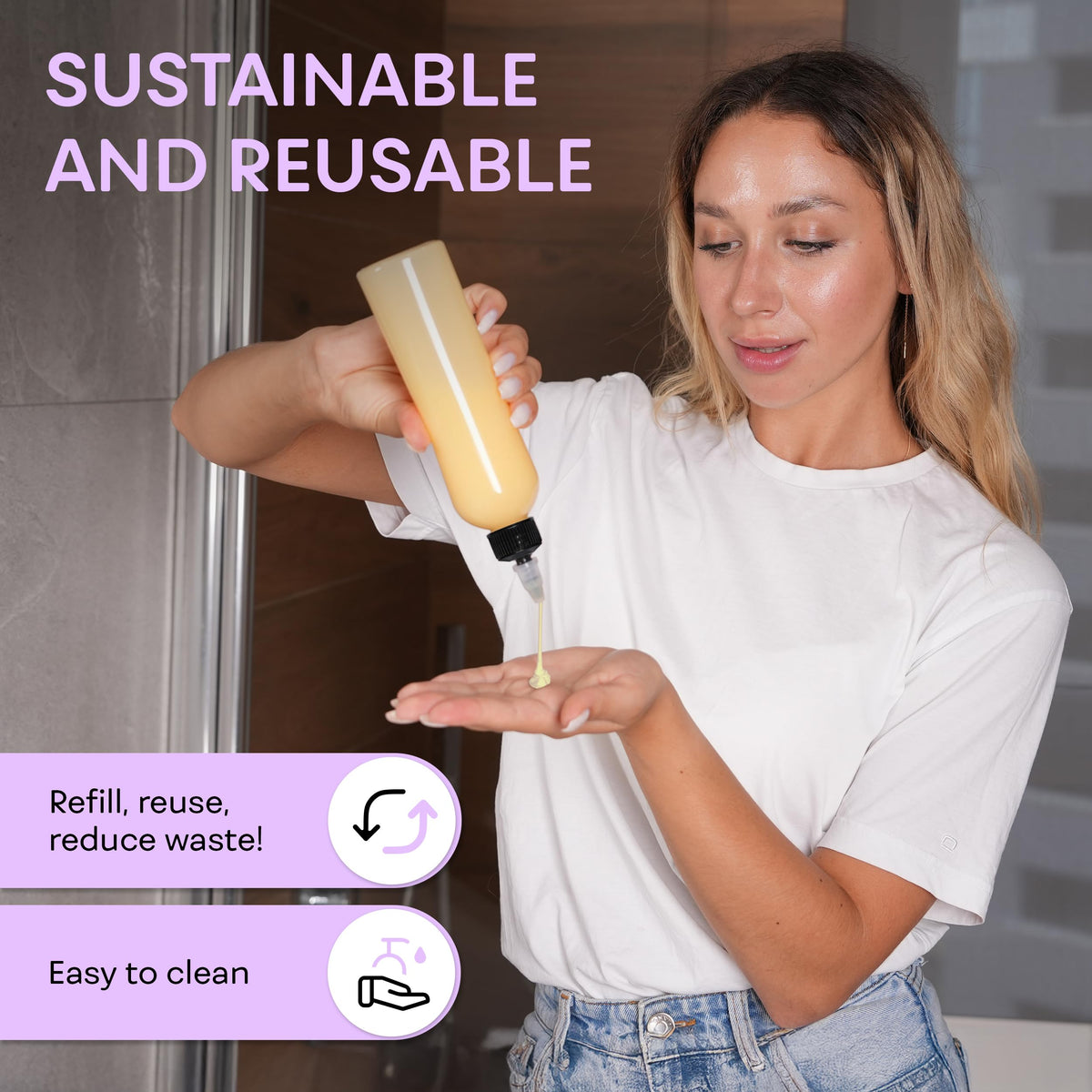 BRIGHTFROM multi purpose applicator bottles showing the wide top opening structure for clean refilling