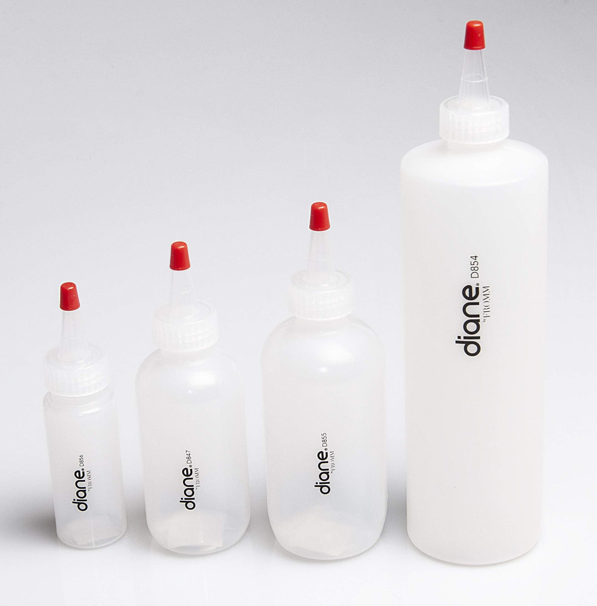 Close up of Diane applicator bottle precision tip and measurement markings