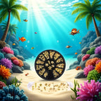Assorted gold alloy marine life nail decorations showcased on extended acrylic nails.