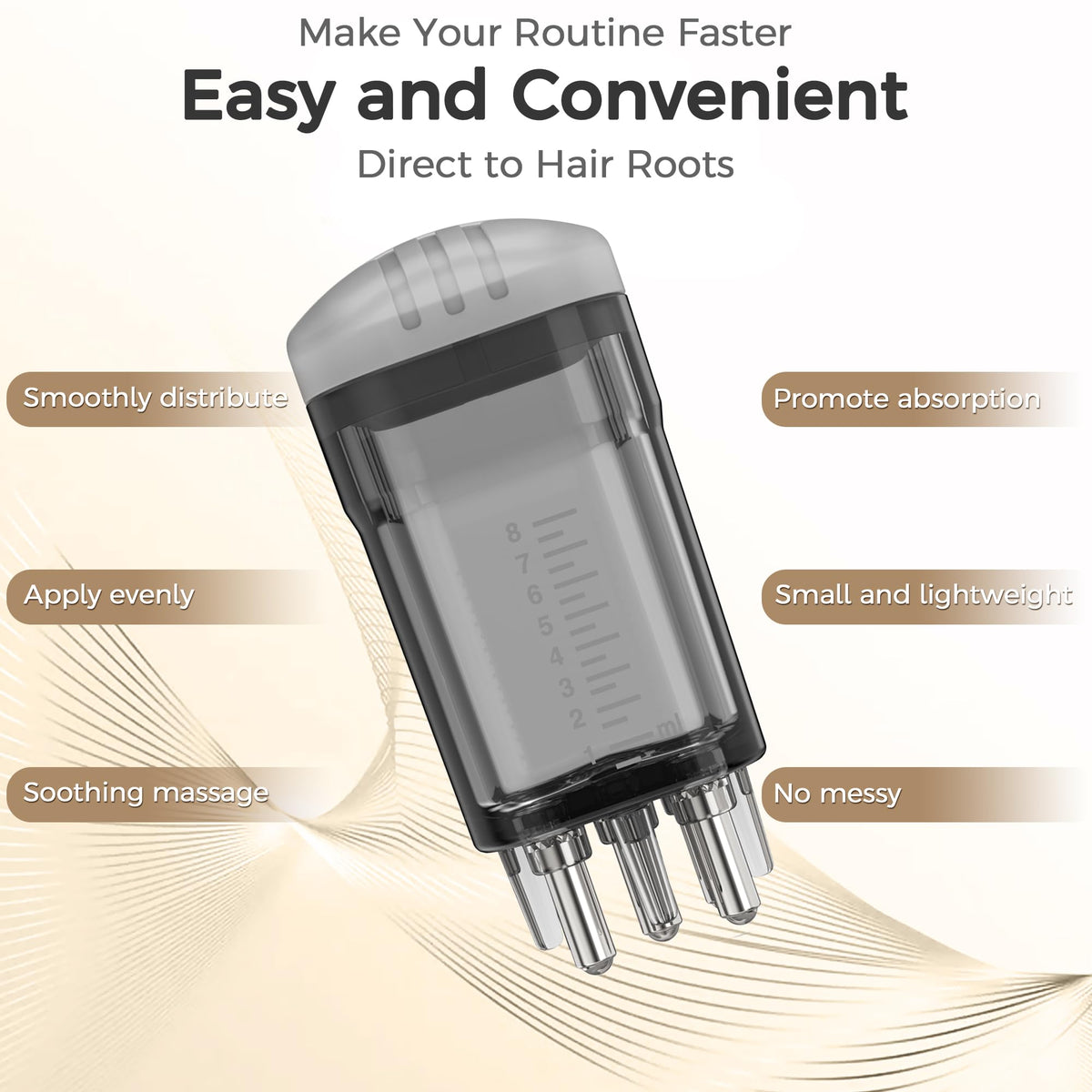 WL-YBOPRO small hair applicator bottle showing volume markings and silicone squeezable body design