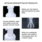 Generic barber talcum powder dispenser bottle disassembled showing interior tube mechanism