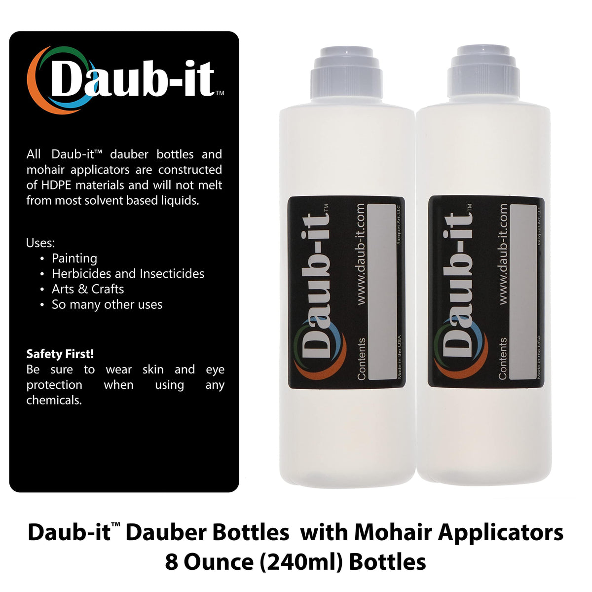 Two pack arrangement of Racquet Art solvent resistant empty containers showcasing the premium packaging details.