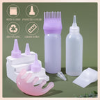 Squeezable hair dye applicator bottle with hollow teeth for clean root coloring