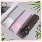 Pimoys hair oil brush bottle cap removed to display the wide opening for easy liquid refilling.