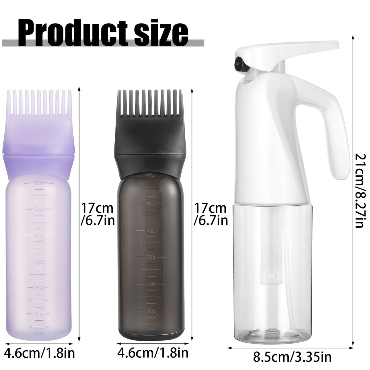 Pimoys purple root comb oil applicator with graduated scale markings showing details of the hollow comb teeth