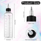 Two pack of soft squeeze empty oil dispensers displaying the dual measurement scale markings in ounces and milliliters.