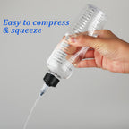 Side view of the lightweight and washable professional hair dye bottle applicator on a clean background.