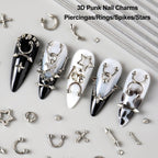 Assorted metallic cross and star charms for grunge manicures