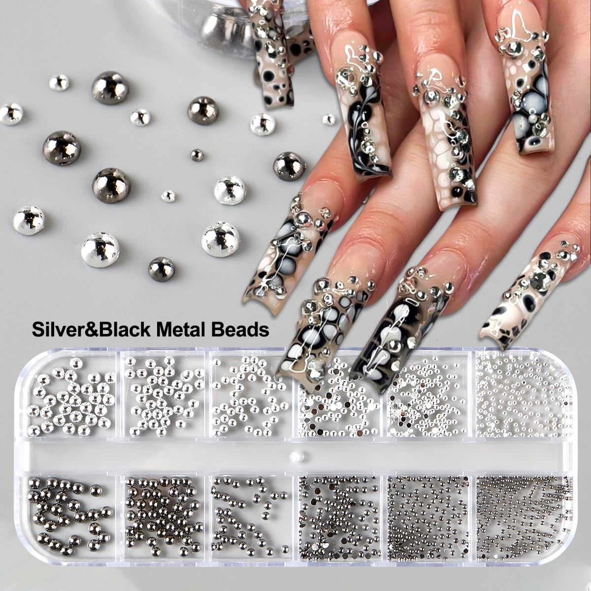Professional manicure tools applying metal nail rivets