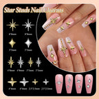 Uotey 3D metal starshine studs in twelve different celestial styles for salon quality nail art styling