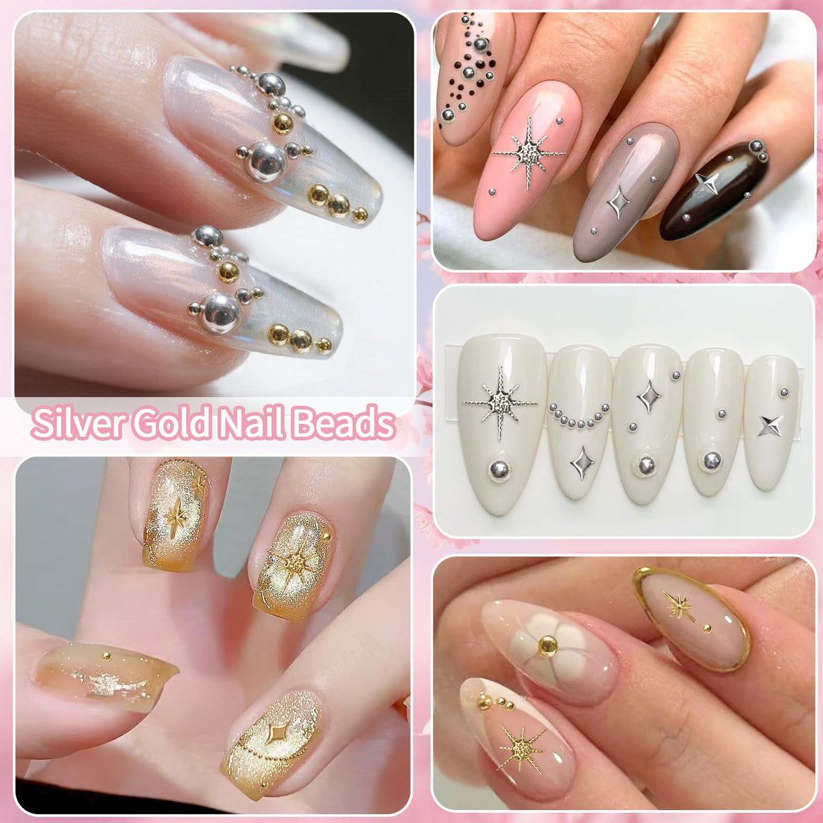 Professional nail art manicure featuring Cesusme metal charms