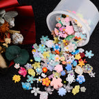 Measurement reference showcasing the small size of individual multi colored 3D flower pieces.