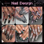 Hands showing DIY punk nail art with Belleboost studs