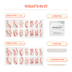 Contents of Heyhae nail kit including 28 strips and manicure tools