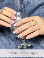 Applying AutyaMee French manicure gel strips to natural nails