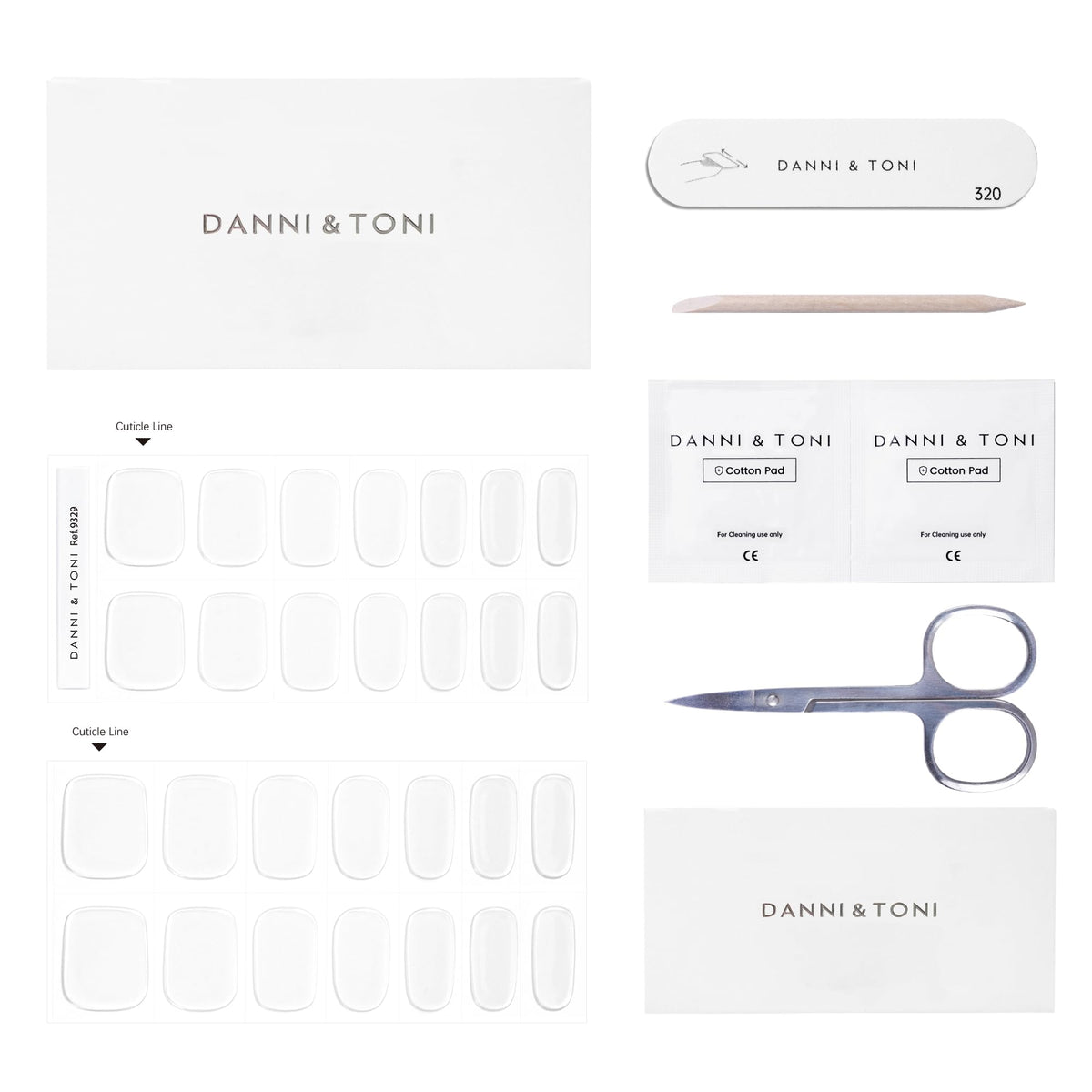 High gloss finish of Danni & Toni transparent nail stickers