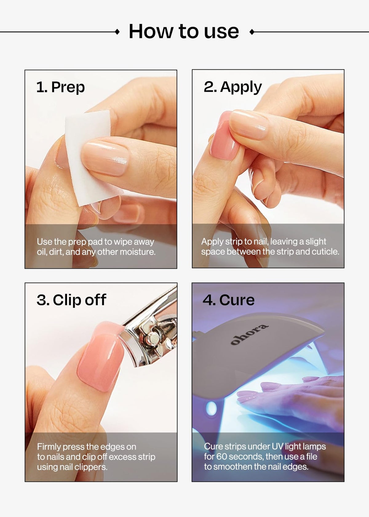 Ohora N Bare Crystal nail strips size variety display