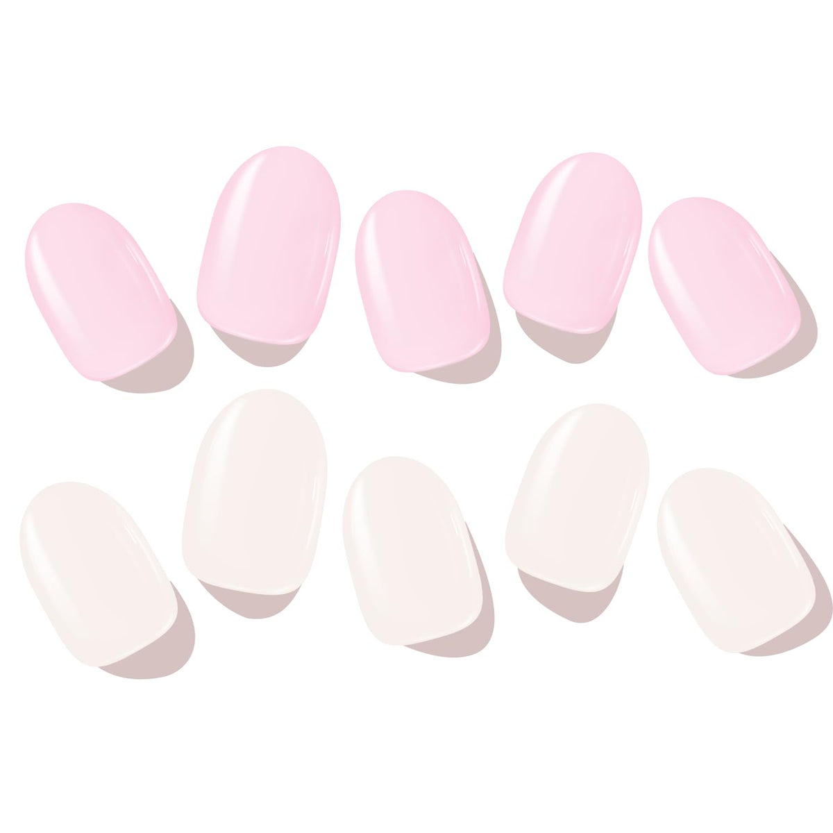 Close up of Modelones crystal clear gel nail stickers on fingernails