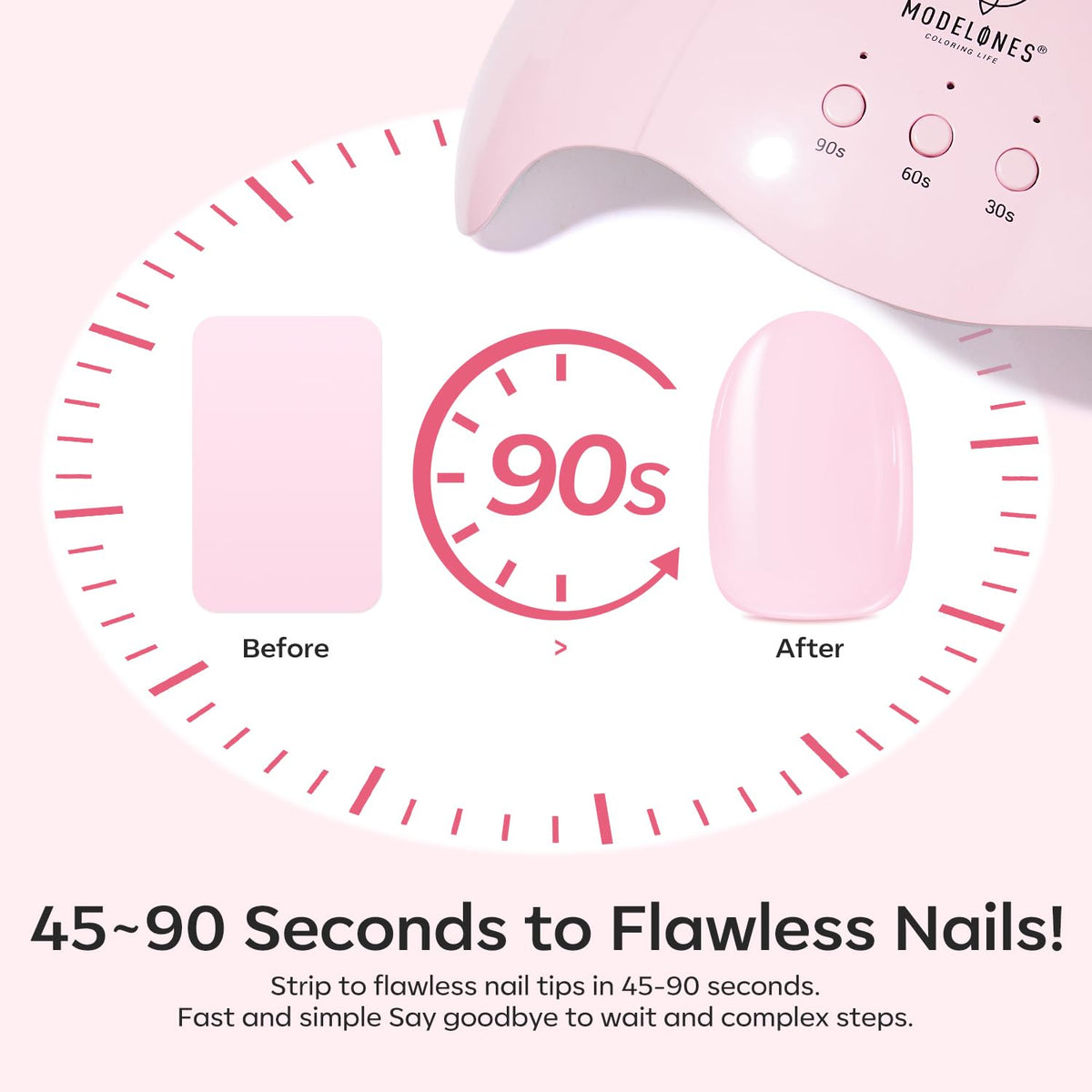 Professional manicure result using Modelones gel nail wraps