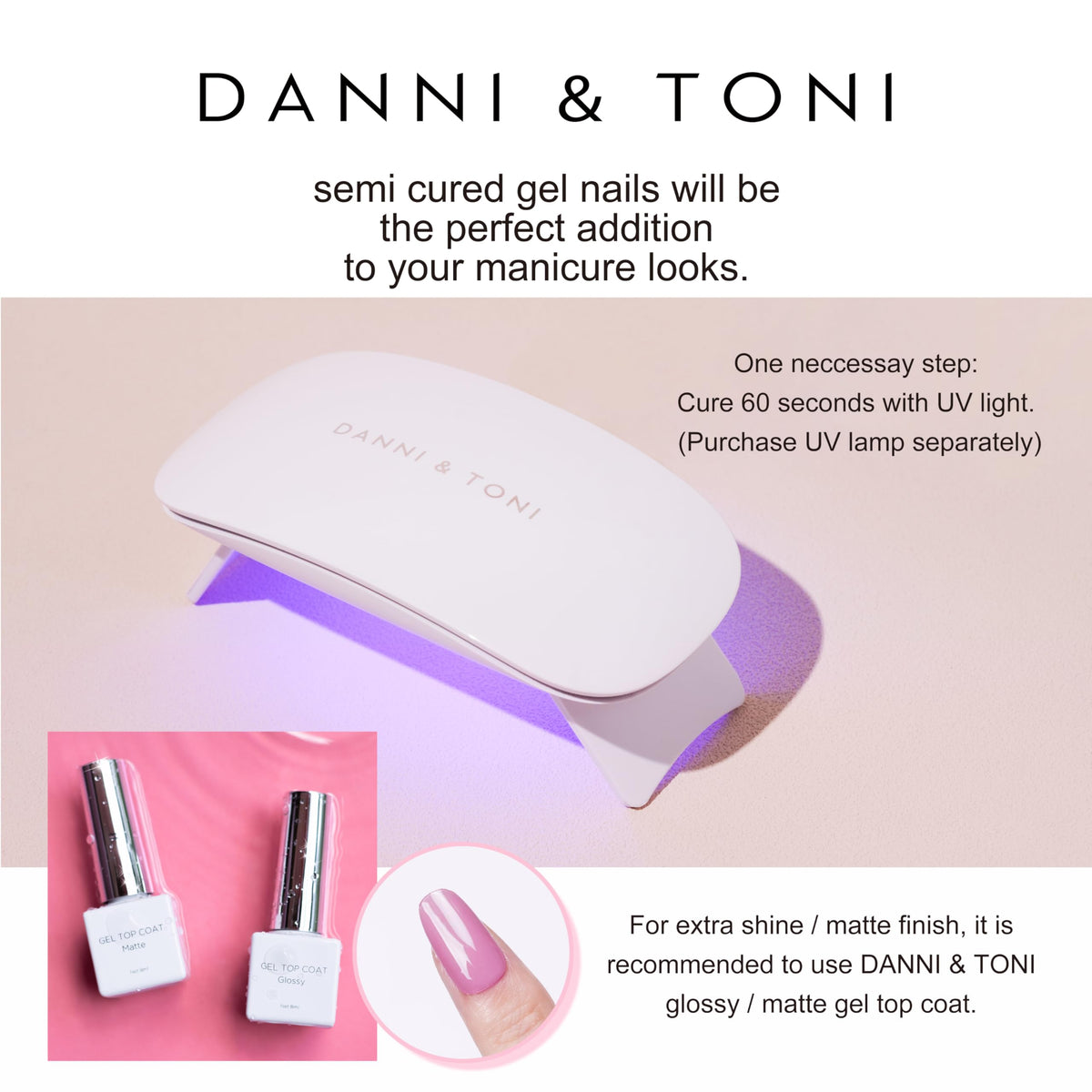 Side profile of Danni & Toni semi cured gel nail strips