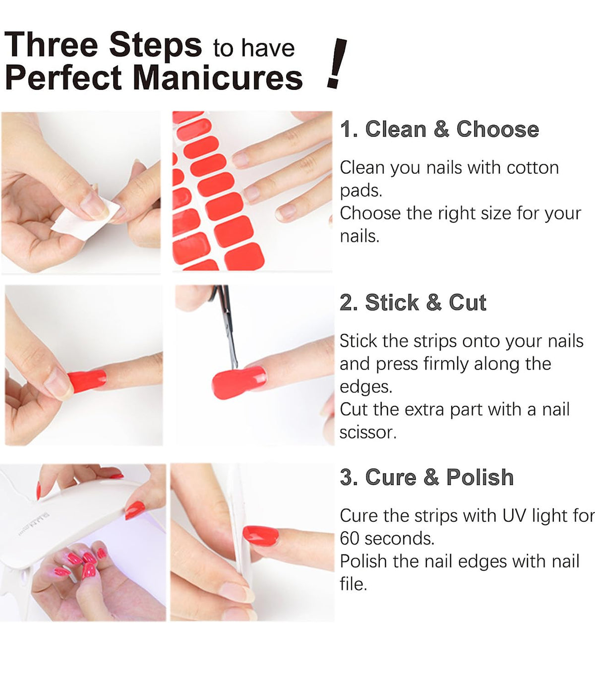 Top view of semi cured gel nail strip sheets