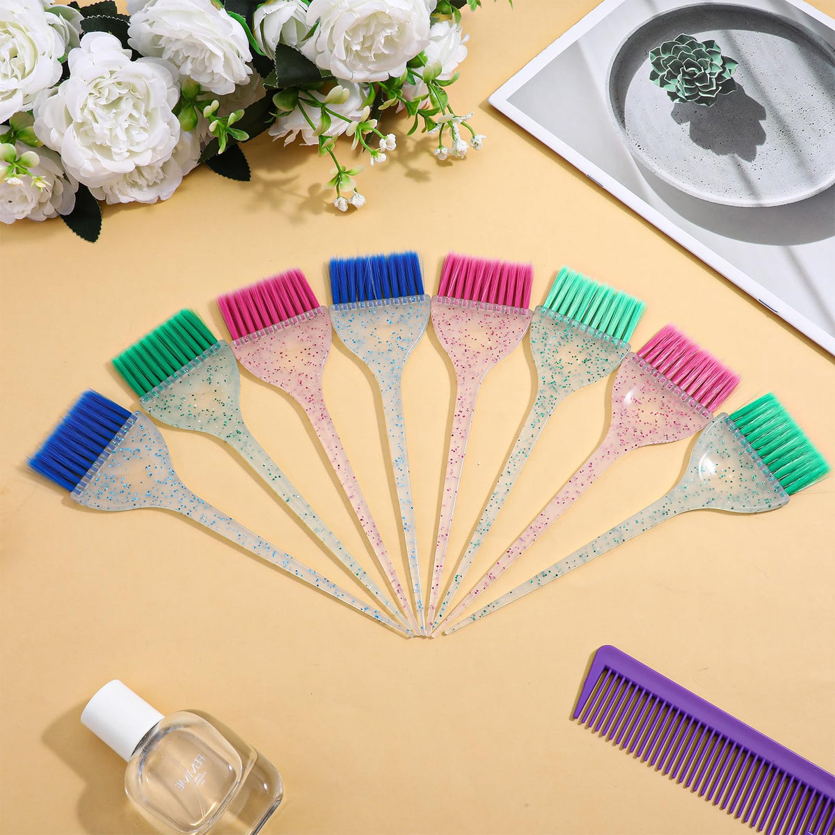 Professional hair color brush set dimensions 8.5 x 2.2 inches.