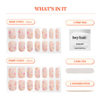 Contents of Heyhae nail kit including 28 strips and prep tools