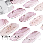 Close up view of Nude Pink Marble gel nail stickers design