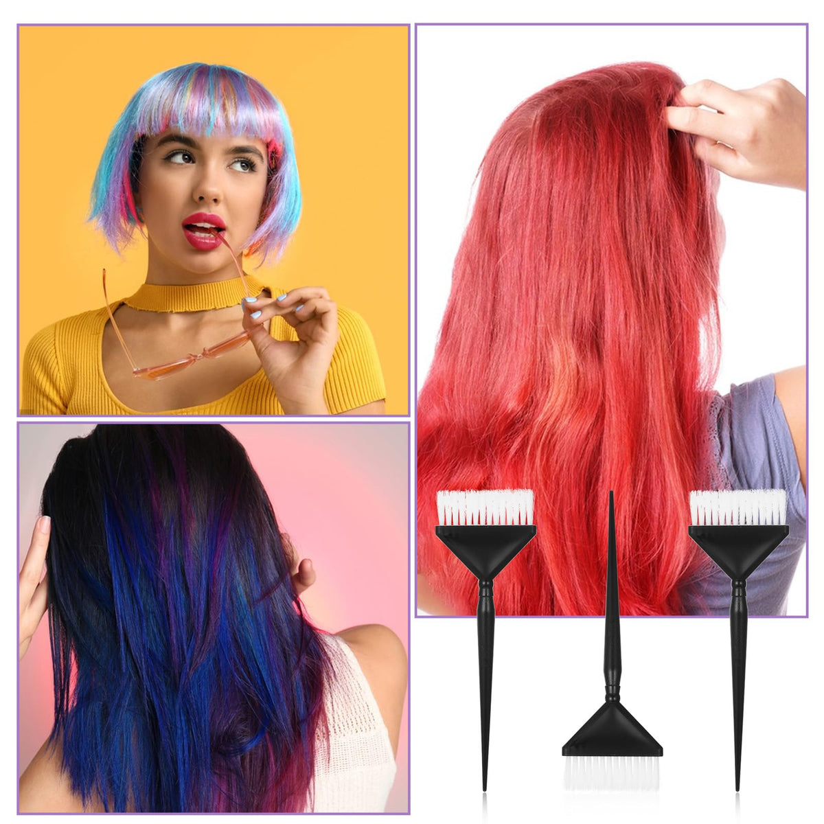 Ergonomic hair tint brush handles for precise application