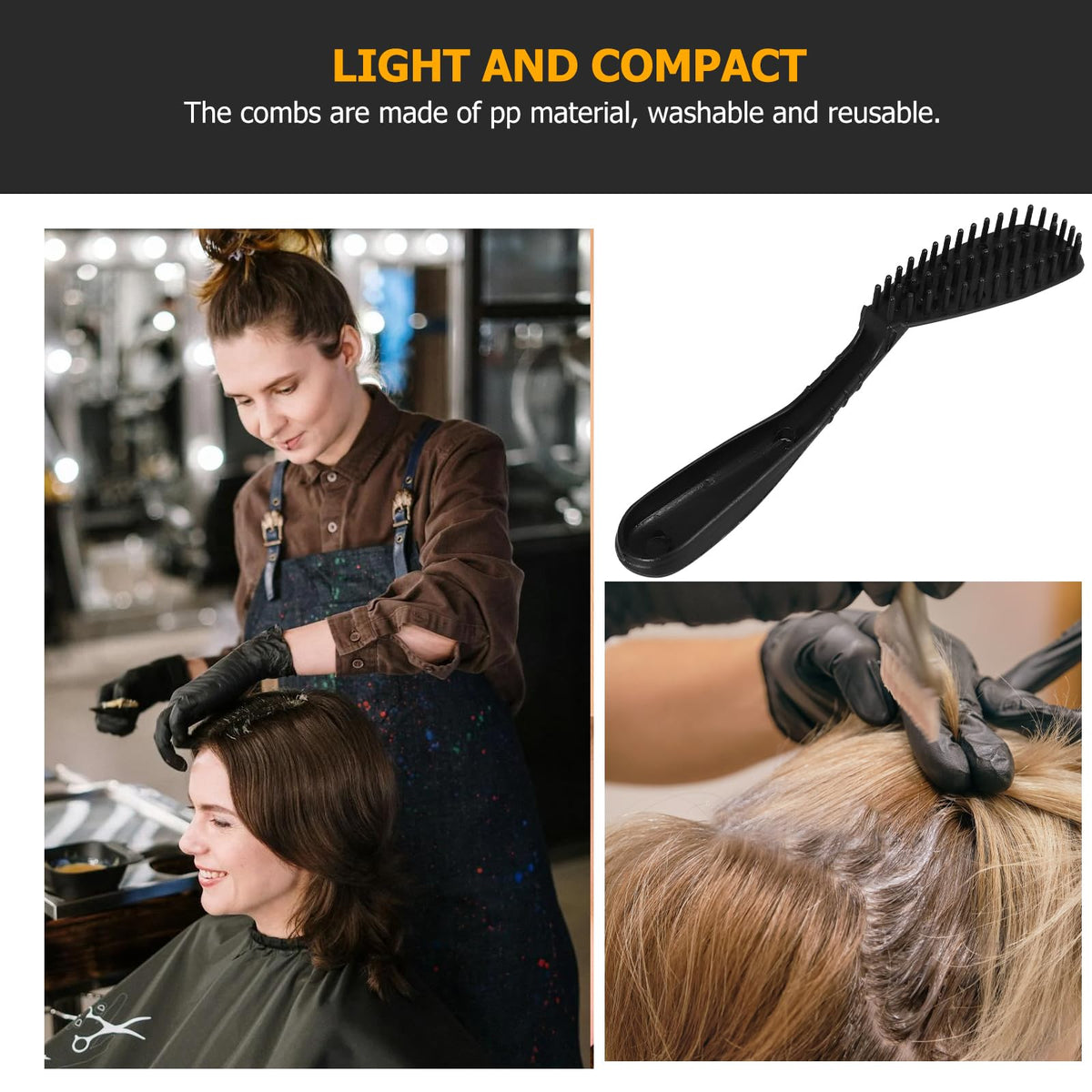 Set of six durable plastic hair highlighting brushes