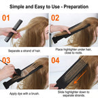 Hair stylist using Dioche coloring board on hair