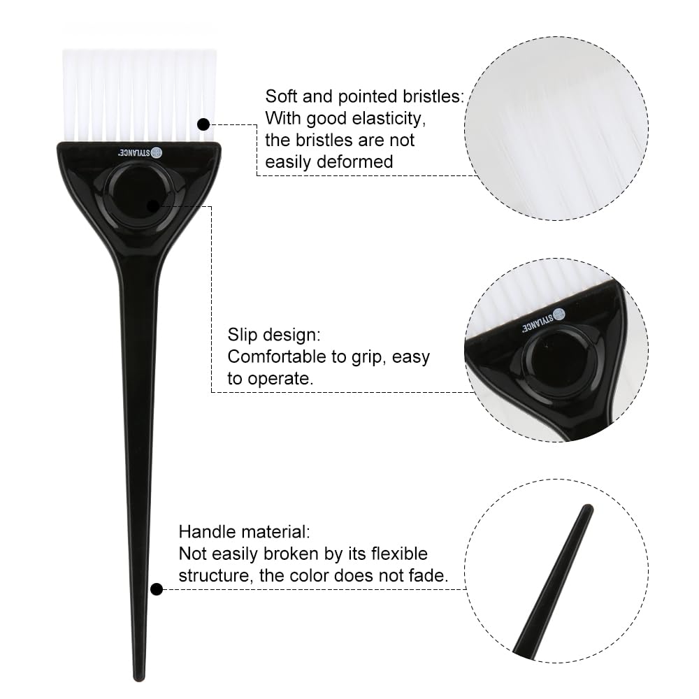 Close up of soft nylon bristles on professional hair dye brush