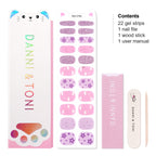 Close up of Purple Dream themed nail stickers for girls