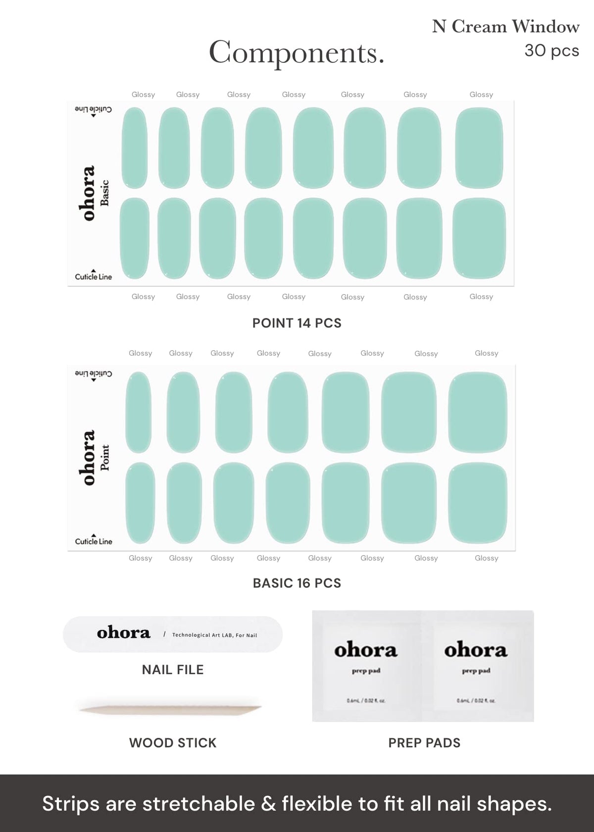 Application tools included in Ohora gel nail set