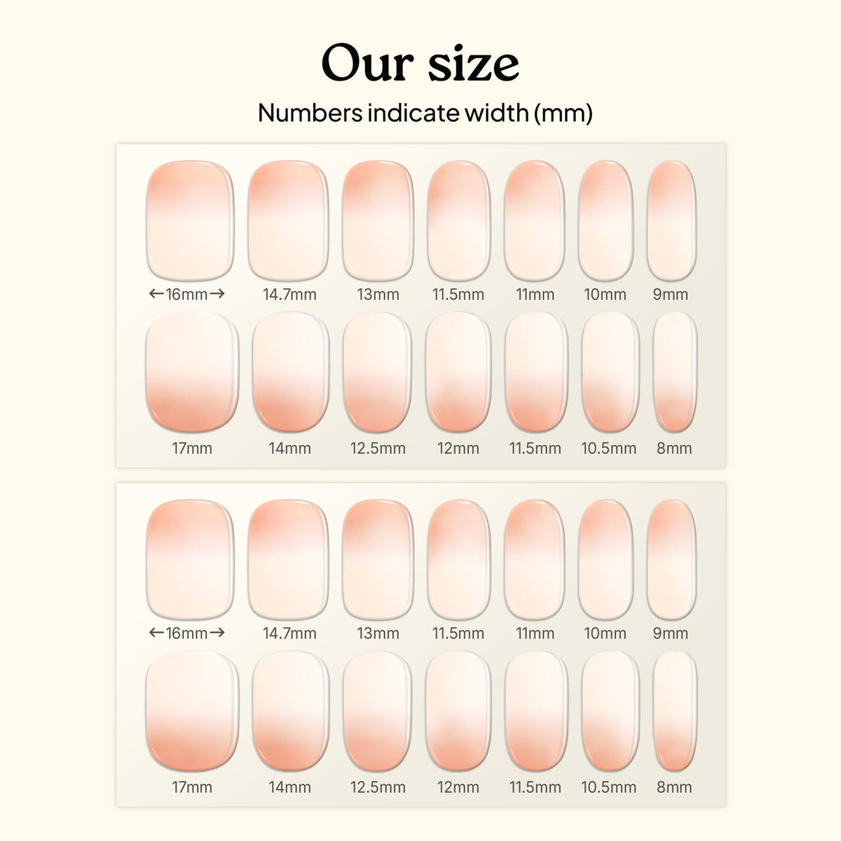 Heyhae gel nail strips assortment showing 28 pieces