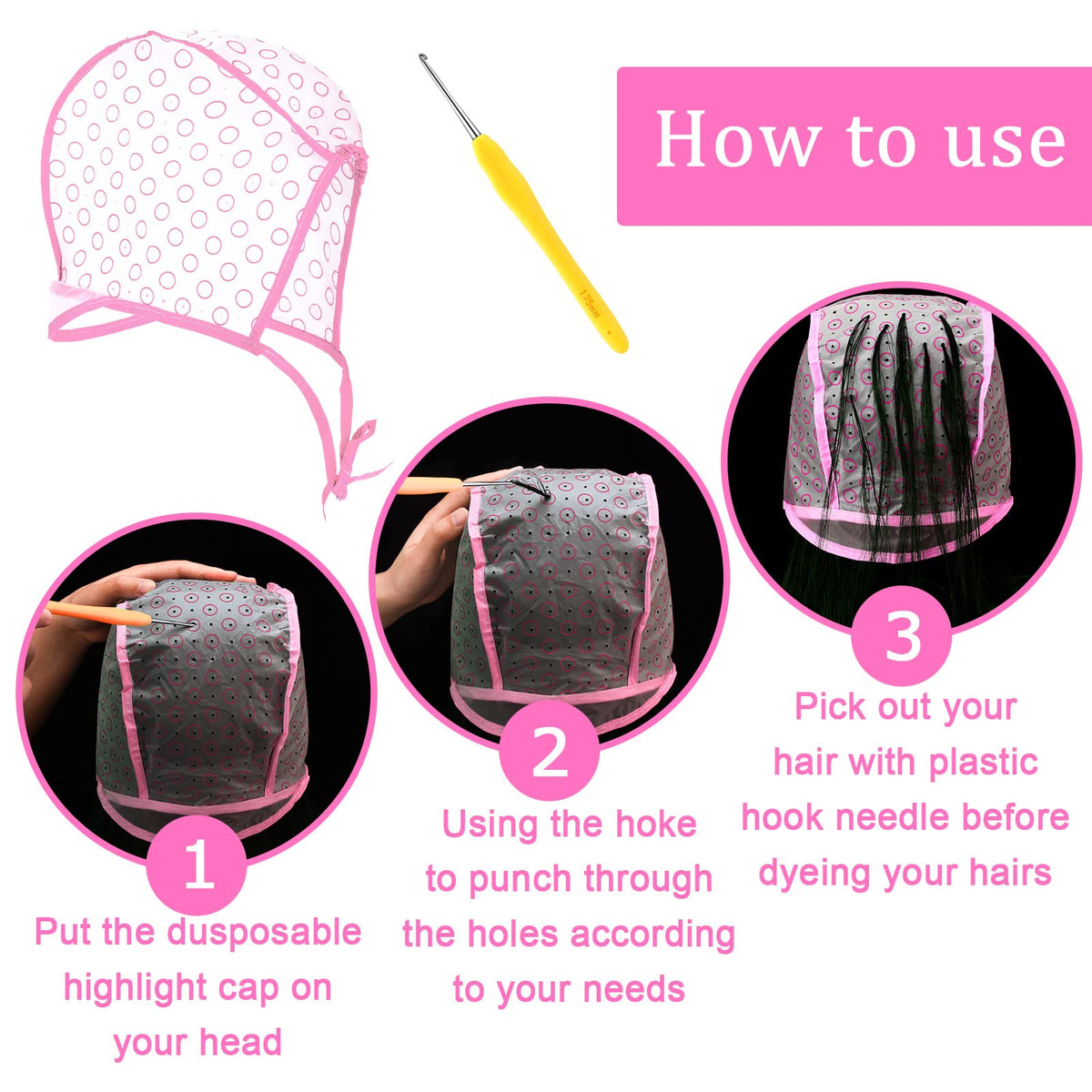 Waydress hair coloring needles with soft gel handles