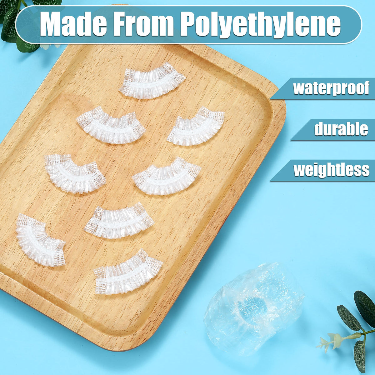 Bulk packaging arrangement of five hundred disposable ear caps for salon and home shower use.