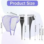 Three colored silicone hair frosting caps with tools