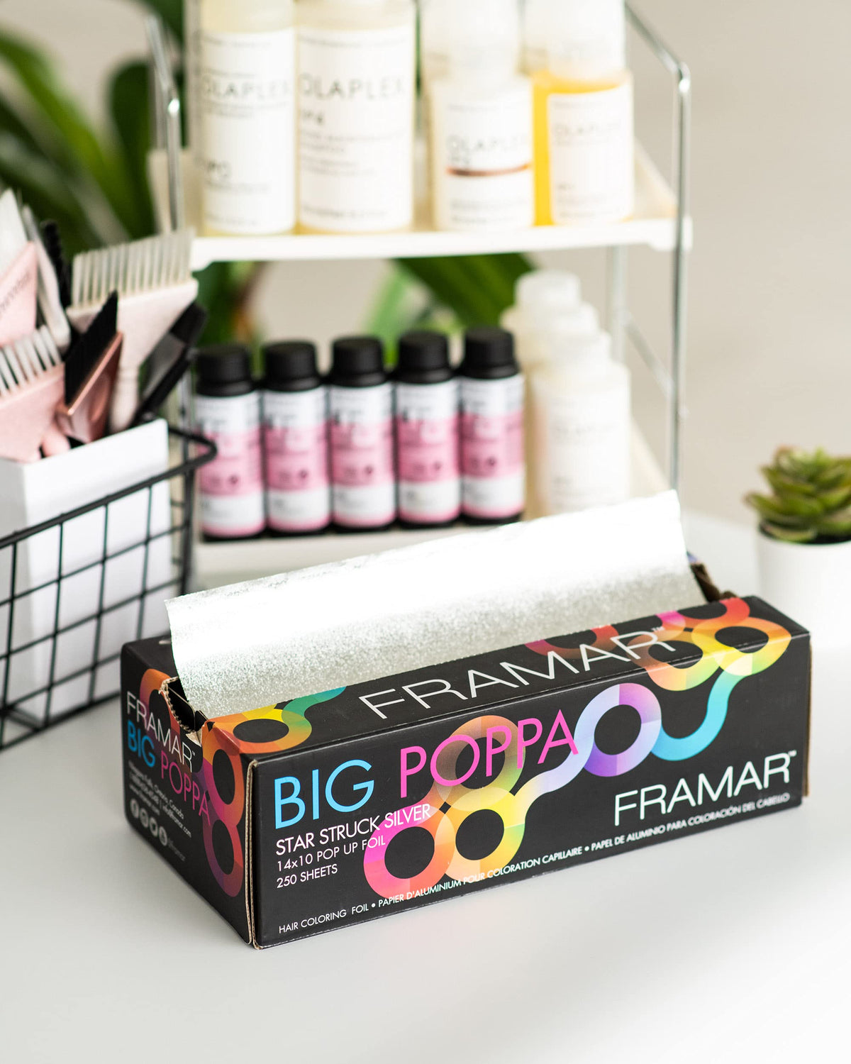 Framar pop up hair foil sheets pulled out of dispenser