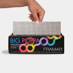 Close up of Framar embossed silver hair foil texture