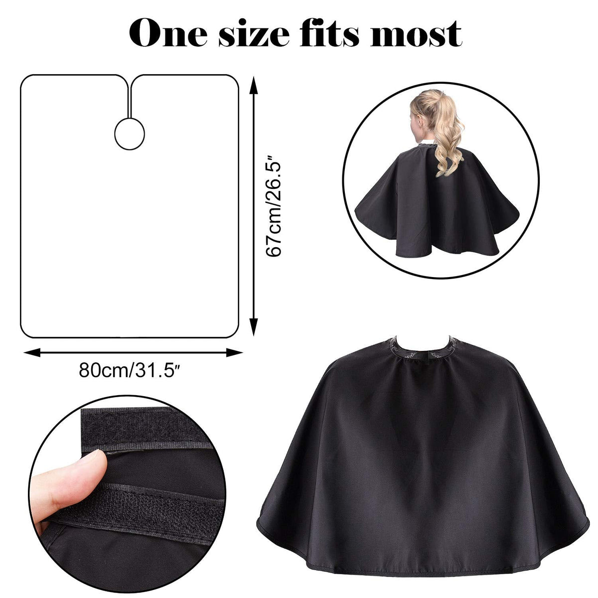 Noverlife salon smock showing adjustable neckband closure