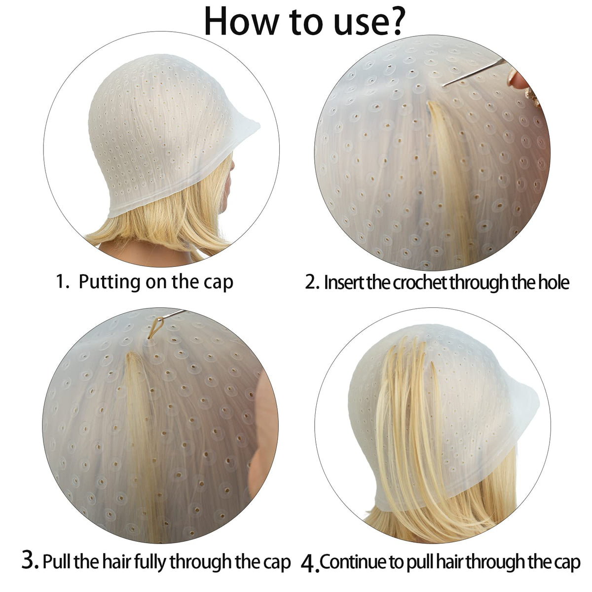 Close up of silicone hair cap showing precise hole alignment