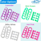 Chiroplax bunion corrector spacers displayed on a flat surface.