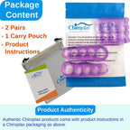 Included travel pouch with Chiroplax silicone toe spreader set.