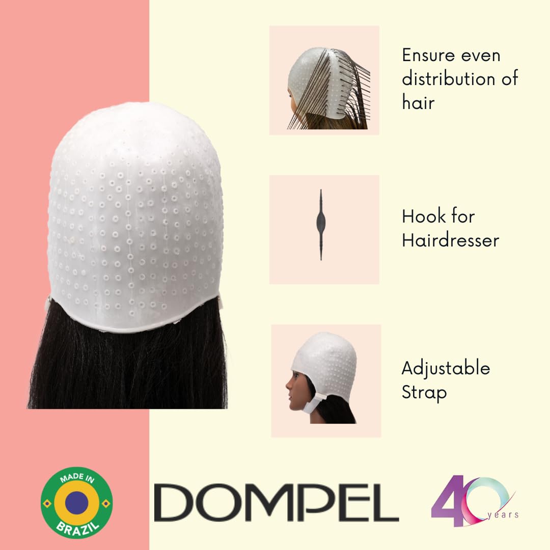 Close up of reinforced holes on Dompel highlight hair cap